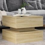 vidaXL Konferenčný stolík s LED svetlami dub sonoma 50x50x40 cm