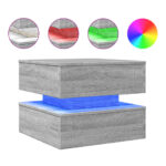 vidaXL Konferenčný stolík s LED svetlami sivý sonoma 50x50x40 cm – Obrázok 2