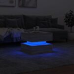 vidaXL Konferenčný stolík s LED svetlami sivý sonoma 50x50x40 cm – Obrázok 5