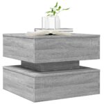 vidaXL Konferenčný stolík s LED svetlami sivý sonoma 50x50x40 cm – Obrázok 6