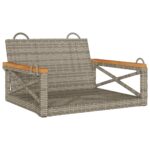 vidaXL Hojdacia lavica sivá 63x62x40 cm polyratanová – Obrázok 2