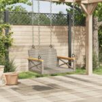 vidaXL Hojdacia lavica sivá 63x62x40 cm polyratanová – Obrázok 3