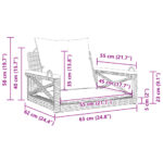 vidaXL Hojdacia lavica s vankúšmi sivá 63x62x40 cm polyratan – Obrázok 9
