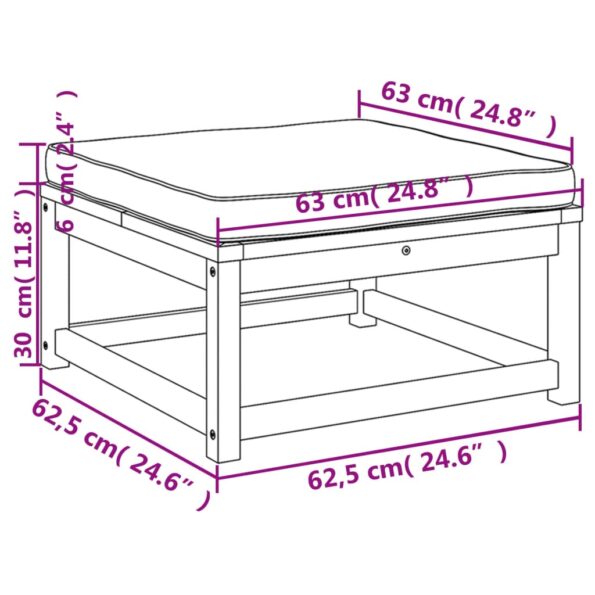 vidaXL Záhradná podnožka s podložkami akáciový masív – Obrázok 8