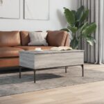 vidaXL Konferenčný stolík sivá sonoma 100x50x45cm kompozitné drevo+kov – Obrázok 3