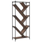 vidaXL Knižnica, hnedý dub 79x30x180 cm, kompozitné drevo a kov – Obrázok 2