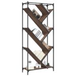 vidaXL Knižnica, hnedý dub 79x30x180 cm, kompozitné drevo a kov – Obrázok 4