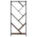 vidaXL Knižnica, hnedý dub 79x30x180 cm, kompozitné drevo a kov – Obrázok 5