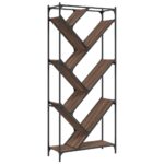 vidaXL Knižnica, hnedý dub 79x30x180 cm, kompozitné drevo a kov – Obrázok 7