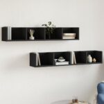 vidaXL Nástenné skrinky 2 ks čierne 99x18x16,5 cm kompozitné drevo
