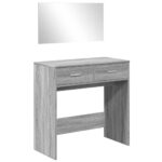 vidaXL Toaletný stolík so zrkadlom sivý sonoma 80x39x80 cm – Obrázok 2