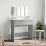 vidaXL Toaletný stolík so zrkadlom sivý sonoma 80x39x80 cm – Obrázok 3