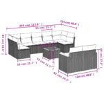 vidaXL 10-dielna záhradná sedacia súprava s vankúšmi polyratan čierna – Obrázok 8