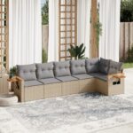 vidaXL 6-dielna záhradná súprava pohoviek s vankúšmi béžová polyratan