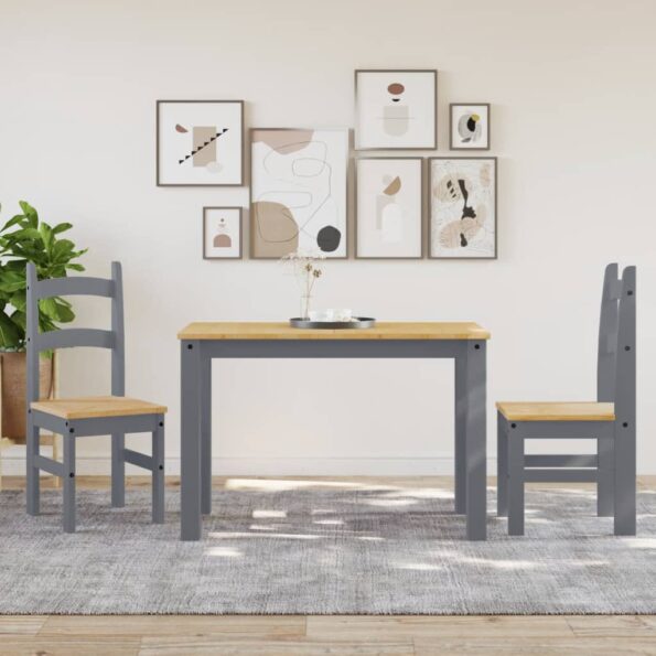 vidaXL Jedálenské stoličky 2 ks sivé 40x46x99 cm borovicový masív – Obrázok 3