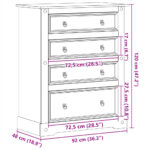 vidaXL Zásuvková skrinka Corona 92x48x120 cm borovicový masív – Obrázok 9
