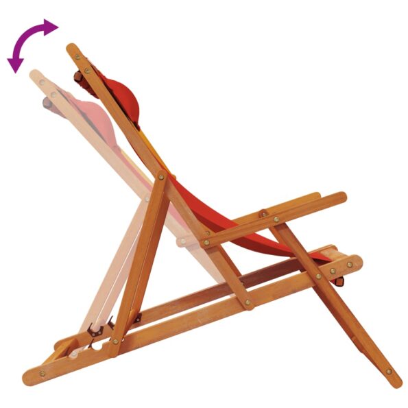 vidaXL Skladacie plážové stoličky 2 ks červené látka – Obrázok 7