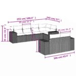 vidaXL 7-dielna záhradná sedacia súprava a vankúše béžová polyratan – Obrázok 3