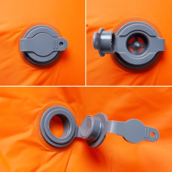 vidaXL Nafukovací kempingový matrac s integrovaným vankúšom oranžový – Obrázok 4