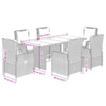 vidaXL 7-dielna záhradná jedálenská súprava a vankúše hnedá polyratan – Obrázok 8