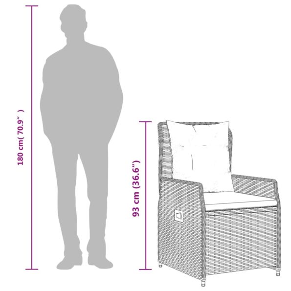 vidaXL 7-dielna záhradná jedálenská súprava a vankúše hnedá polyratan – Obrázok 9