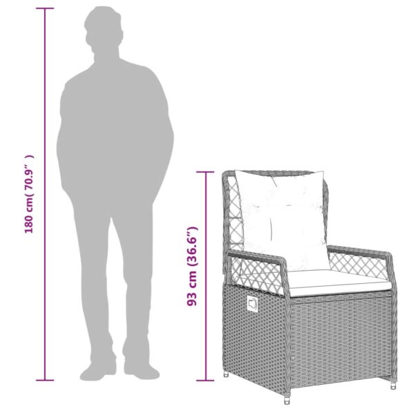 vidaXL 7-dielna záhradná jedálenská súprava a vankúše hnedá polyratan – Obrázok 9