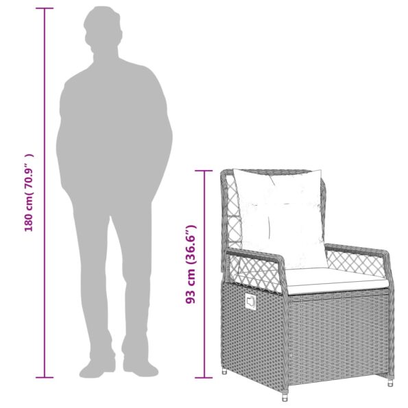 vidaXL 7-dielna záhradná jedálenská sada vankúše bledosivá polyratan – Obrázok 9