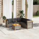 vidaXL 6-dielna záhradná sedacia súprava s podložkami polyratan sivá