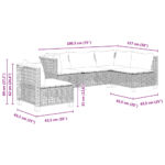 vidaXL 5-dielna záhradná súprava pohoviek s vankúšmi čierna polyratan – Obrázok 6