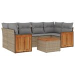 vidaXL 7-dielna záhradná sedacia súprava a vankúše béžová polyratan – Obrázok 2