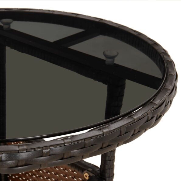 vidaXL 5-dielna záhradná súprava a vankúše hnedá polyratan a sklo – Obrázok 6