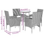 vidaXL 5-dielna záhradná súprava a vankúše hnedá polyratan a sklo – Obrázok 7