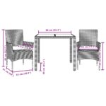 vidaXL 3-dielna záhradná súprava s vankúšmi sivá polyratan a akácia – Obrázok 7