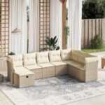 vidaXL 8-dielna záhradná súprava pohoviek s vankúšmi béžová polyratan