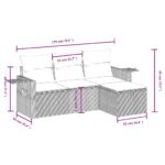 vidaXL 4-dielna záhradná sedacia súprava s podložkami čierna polyratan – Obrázok 3