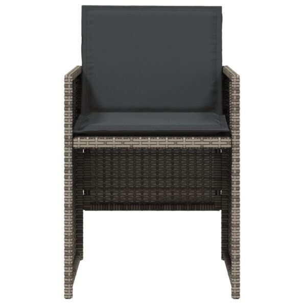 vidaXL Záhradné stoličky s vankúšmi 4 ks sivé polyratanové – Obrázok 5