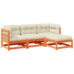 vidaXL 4-dielna záhr.súprava pohoviek s vankúšmi voskovohnedá borovica – Obrázok 2