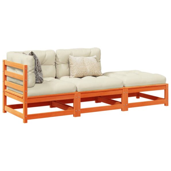 vidaXL 3-dielna záhradná sedacia súprava vankúše voskovohnedá borovica – Obrázok 1