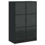 vidaXL Vysoká skrinka s dvierkami čierna 68x37x109 cm kompozitné drevo – Obrázok 2