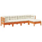 vidaXL 5-dielna záhr.súprava pohoviek s vankúšmi voskovohnedá borovica – Obrázok 2