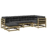 vidaXL 6-dielna záhradná sedacia súprava s vankúšmi impreg. borovica – Obrázok 2