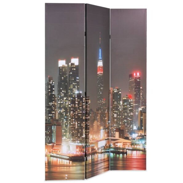 vidaXL Skladací paraván 120x170 cm, potlač nočného New Yorku – Obrázok 2