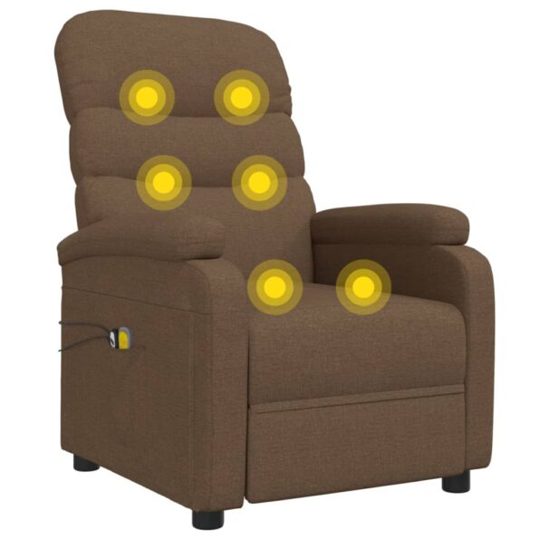 vidaXL Elektrické masážne kreslo hnedé látkové – Obrázok 8