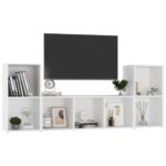 vidaXL 3-dielna súprava TV skriniek biela drevotrieska – Obrázok 3