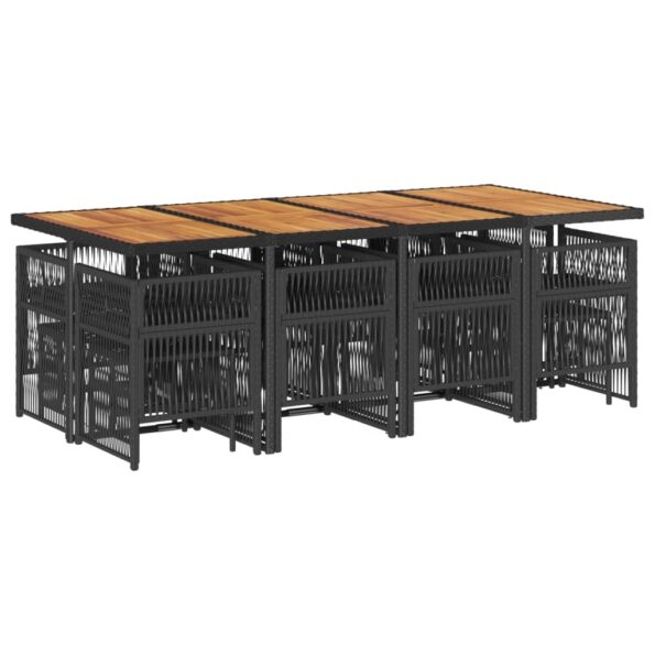 vidaXL 13-dielna záhr. jedálenská súprava s vankúšmi čierna polyratan – Obrázok 3