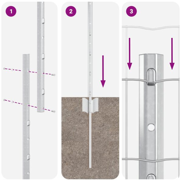vidaXL Sada plotu Sada 2 ks Pozinkovaná oceľ 25 x 1 m Pevná Sada plotu – Obrázok 10
