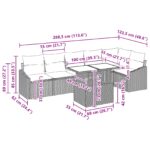 vidaXL 7-dielna záhradná sofa set s vankúšmi sivá poly ratan – Obrázok 11