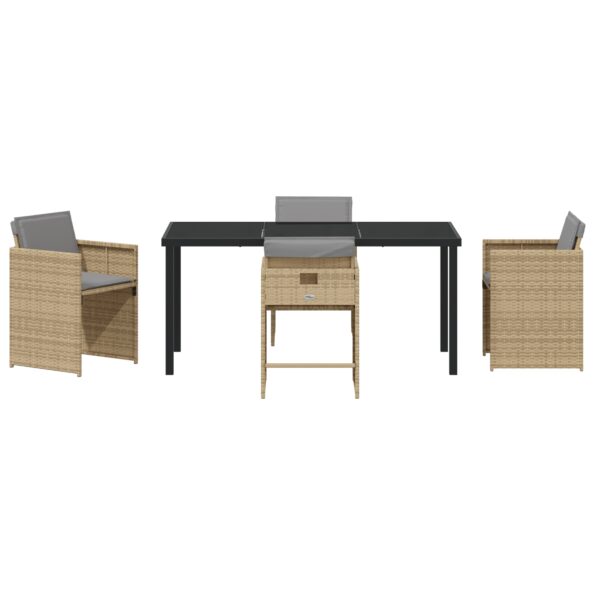 vidaXL 5-dielny záhradný jedálenský set s vankúšmi Béžový Poly ratan – Obrázok 7