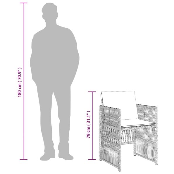 vidaXL Záhradné stoličky so sedákmi 4 ks čierne polyratanové – Obrázok 11