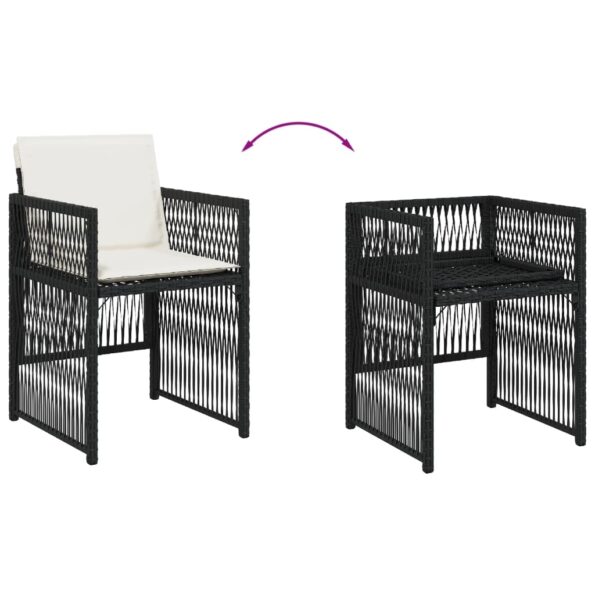 vidaXL Záhradné stoličky so sedákmi 4 ks čierne polyratanové – Obrázok 8